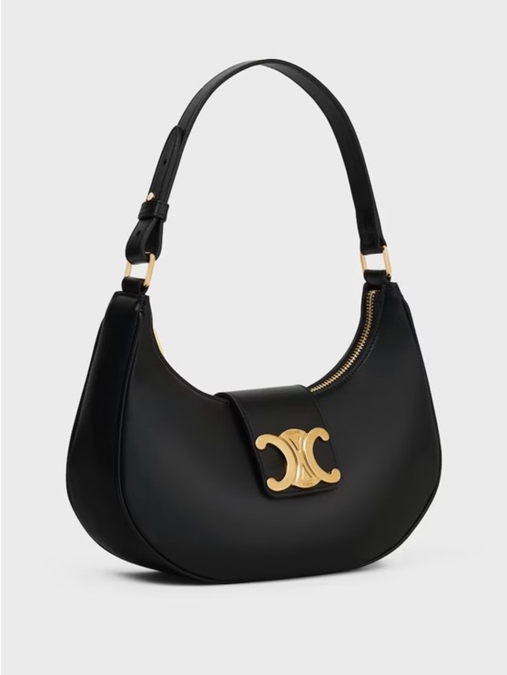Celine Black Leather Triomphe Shoulder Bag - Picture 2 of 12